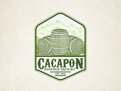 Vingate Logo Design of Cacapon Mountain Brewing. artwork bar and night club branding crafts hand drawn logo old old style sketch vintage