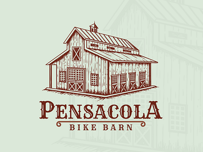 Hand Drawn Logo of Pensacola Bike Barn artwork branding crafts design hand drawn illustraion logo old style sketch vector vintage