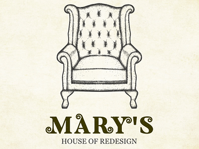 Mary s Hand Drawn Logo Design artwork branding chair design hand drawn logo old style sketch sofa vector vintage