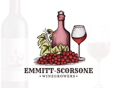 Emmitt Scorsone Wine Growers Logo Design artwork bar and night club branding design grape hand drawn logo sketch vector vintage whiskey wine