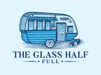 The Glass Half Full Hand Drawn Logo Design artwork design food bus food cart hand drawn illustration logo sketch ui vector vintage