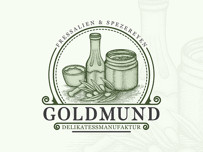 Goldmund Hand Drawn Logo Design artwork branding design hand drawn illustration jar logo olive pastel sketch vector vintage