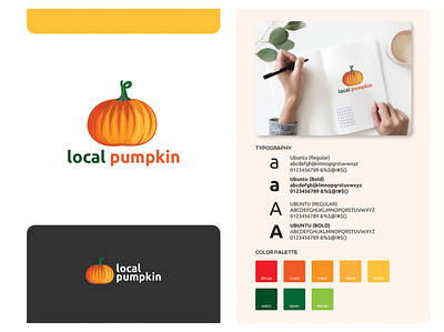 Local Pumpkin Logo Design artwork brand guideline branding color guide delicious design food illustraion logo logo design orange sketch vector