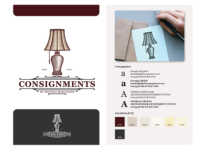 Consignments Logo Design artwork branding design illustration interior line art logo logo design sketch table lamp ui vintage
