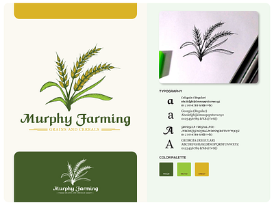 Murphy Farming Vintage Logo Design artwork branding cereals color guide crafts design farming food geen grains graphic design hand drawn logo sketch vector vintage