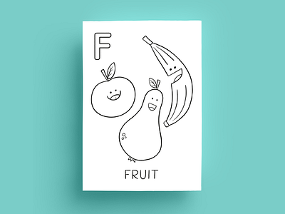 F is for Fruit coloringbook drawing illustration kids