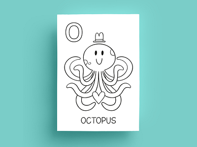 O is for Octopus coloringbook drawing illustration kids