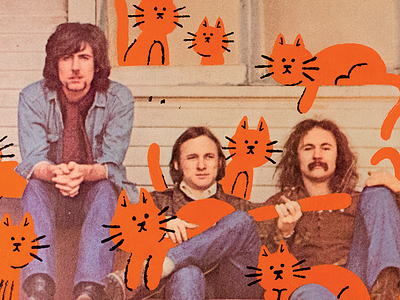 Crosby, Stills, Nash & Cats cats illustration music paint record vinyl