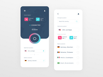 VPN App Concept app internet mobile speed ui uidesign uiux uxdesign vpn vpn app