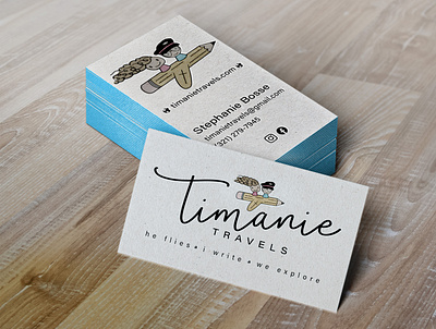 timanie Letterpress Business Cards MockUp business cards businesscard stationery travel blog travel logo