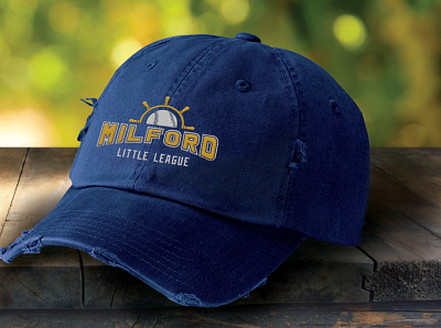 Milford Little League embroidery apparel design baseball hat baseball logo embroidery little league sports logo sports team