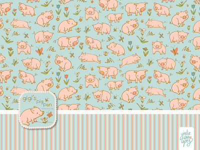 Piglets - surface pattern design for kids and babies adobe illustrator animals babies baby animals blue child children cute illustration kids marker nursery pattern pencil pig pigs pink repeat sketched surface pattern