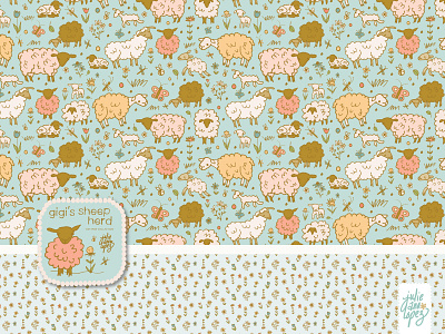 Sheep and lamb surface patter with flower blender animals baby animals cottage cute farm farmhouse farming flowers lamb pattern repeat shabby chic sheep surface pattern sweet