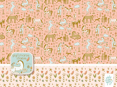 Gigi's horses - pink adobe illustrator bees birthday butterflies childrens decor dragonflies farm farmhouse flowers horse horses kids room pattern pink ponies pony repeat surface surface pattern vector art