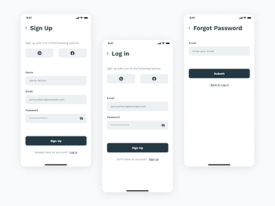 Log In and Sign Up - UI/UX Mobile App Screens