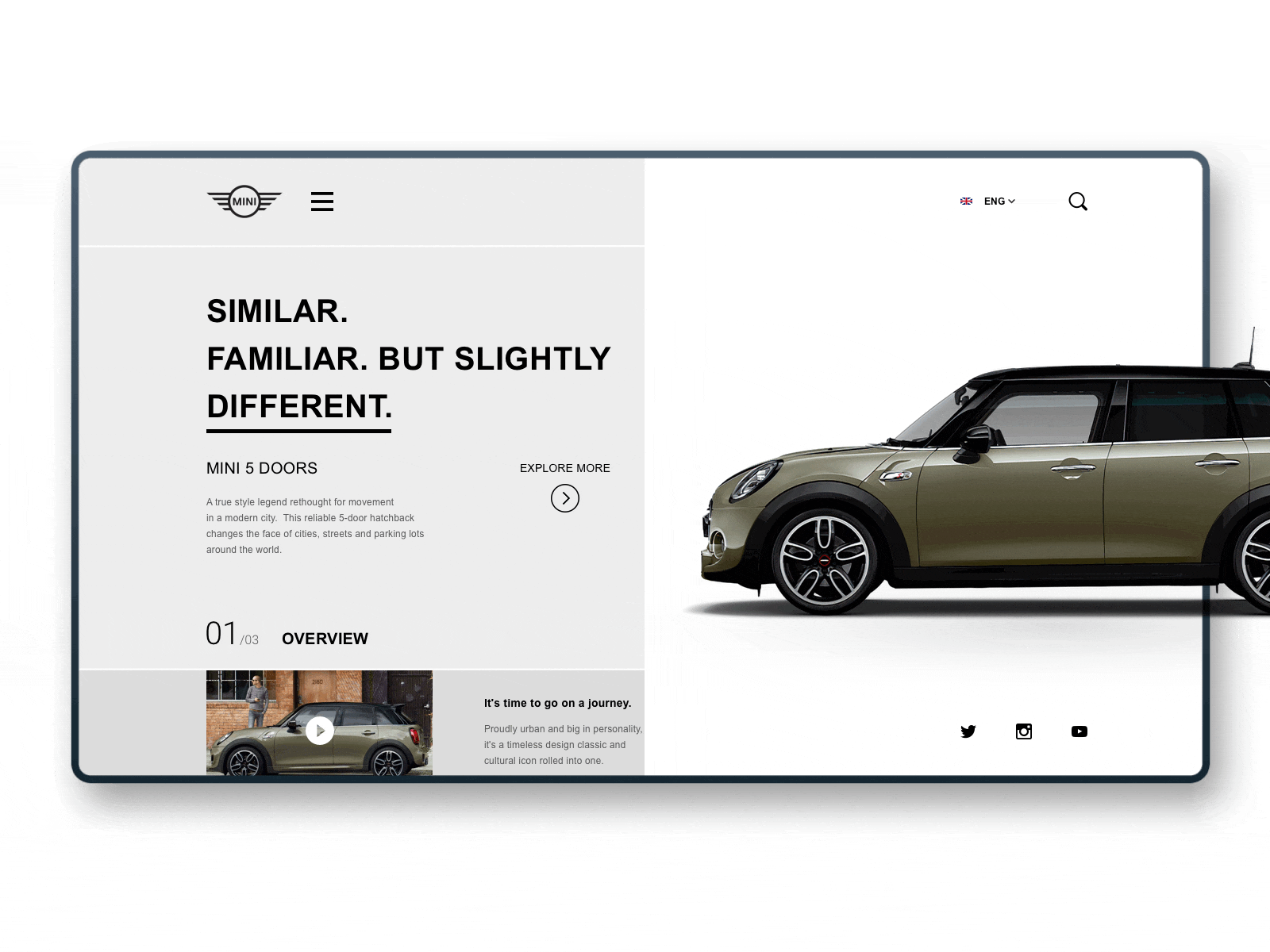 MINI 5 DOOR animation design minimal typography ui ux web website