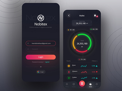 Redesign Nobitex App animation graphic design ui