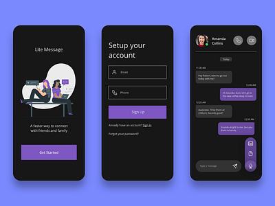 Messaging App UI app app design dark theme design mobile app mobile app design ui uidesign user interface ux