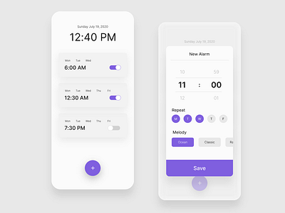 Clock App UI app app design clock app design mobile app mobile app design uidesign user interface