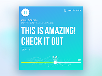 Wondervoice Music Player app design feed music music player play player sound ui ux voice wave