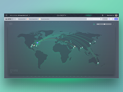 ClarOTy - World map connection cyber dashboard data design map product ui ux world