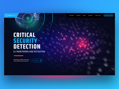 Cyecross ai cyber eye image intro landing page security target ui ux website