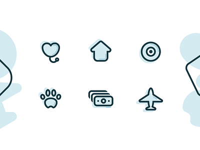 Insurance Icons app business health home icon icon design icon set iconography icons illustraion insurance linear minimalistic mobile outline pet transport travel ui web