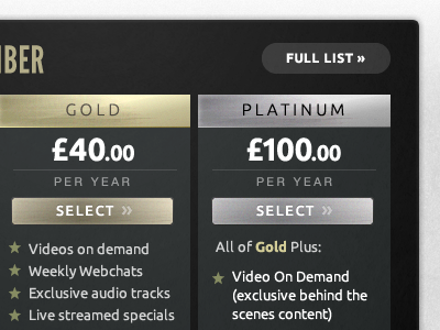 Price List Development gold platinum shiny steel ui web