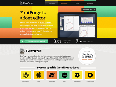 FontForge homepage app homepage ui web