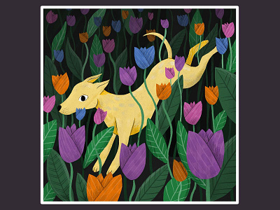 Tulips colour dog flowers illustration peachtober peachtober21 procreate tulips