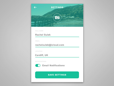 Daily UI #007 daily ui design email flat design form green illustration image name notifications settings ui