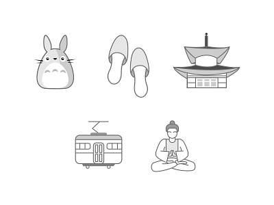 Mount Koya Icons design flat design icon design icons illustration japan temple totoro ui