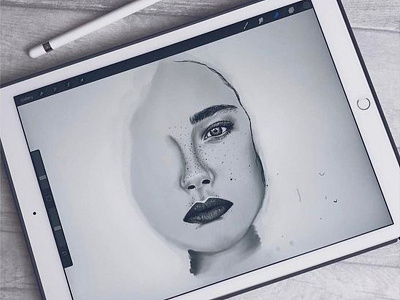 iPad Sketch WIP apple pencil digital art drawing face illustration ipad pro portrait sketch