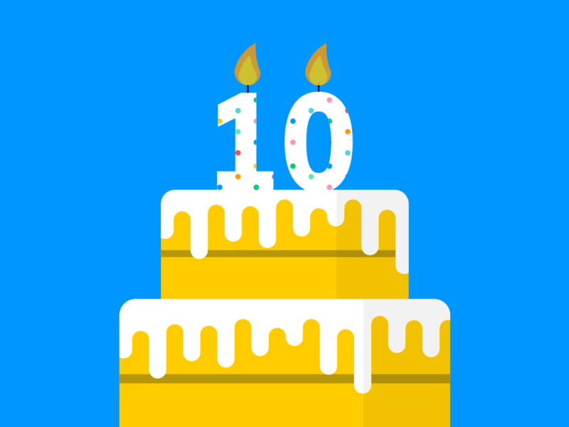 Happy Birthday 10 after effects animation birthday cake candles colours gif illustrator
