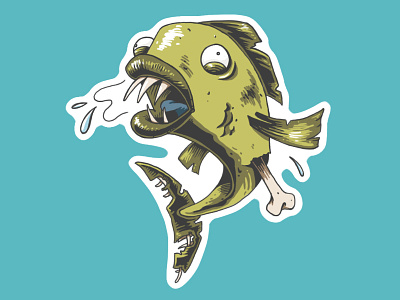 Fish Sticker death fish scary zombie