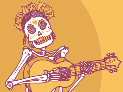 Muertos Musicians Repeat bones de dia guitar los muertos musicians pattern skeletons skull sugar