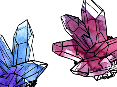 WIP Watercolors and Minerals crystals geodes ink minerals quartz rocks watercolors