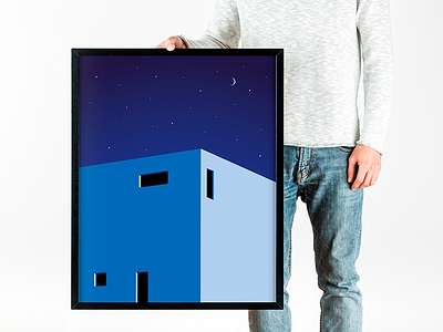 Building building geometric minimal minimalism night poster sky vector