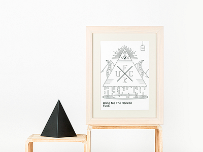 Fuck black eye geometric line minimal music poster pyramid vector