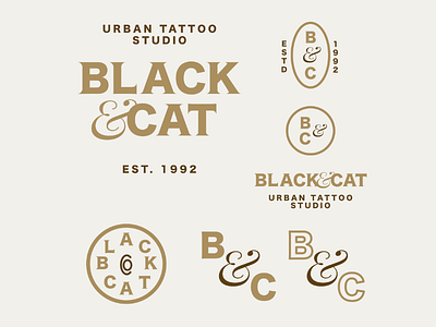 Black&Cat tattoo brand branding logo logotype retro tattoo