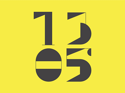 1305 geometric minimal numbers type typography yellow