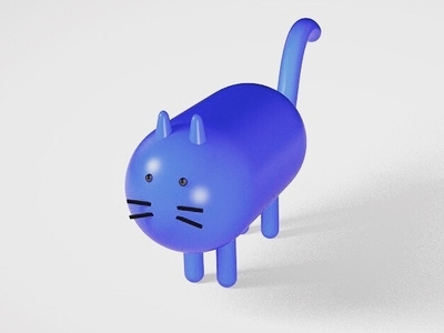 minimalistic Cat 3d 3dcharacter animal blue cat character cinema4d minimal modeling