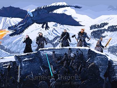 Frozen lake battle frozen gameofthrones got illustratin painting pixelart