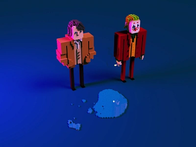 Joker- put on a happy face art illustration joker magicavoxel movieposter movies pixelart posters voxel