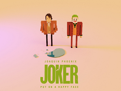Joker- put on a happy face( second edition) character design illustration magicavoxel megavoxel movies poster voxel voxel art voxelart