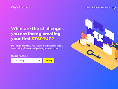 Start up assistant landing page