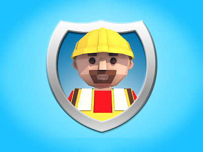 Iconography Shields Worker 3d badge c4d character cinema4d construction worker icon low poly person