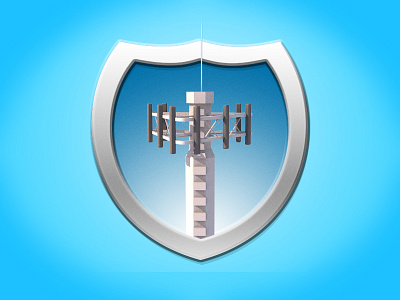 Iconography Shields Cell Tower 3d badge c4d cinema4d icon low poly