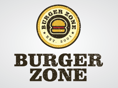 Burger Zone branding burgers distressed food logo