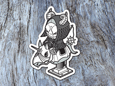 Evil Samurai Rider armour black and white evil horse knight samurai sticker